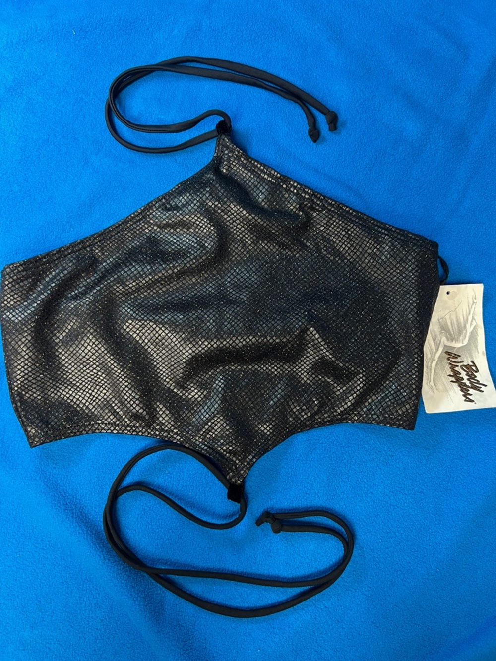 Diamond Reptilian Holo Glitter Bondage Halter Bra M NWT